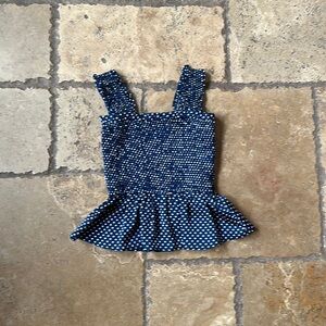 Blue & White Polka Dot Sleeveless Top by Fifth Label XS